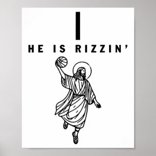 Affiche Il est Rizzin Pâques Jésus Bysketbyll Chrétien Rel