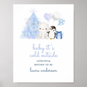 Affiche Il fait froid à l'extérieur Baby shower d'hiver aq