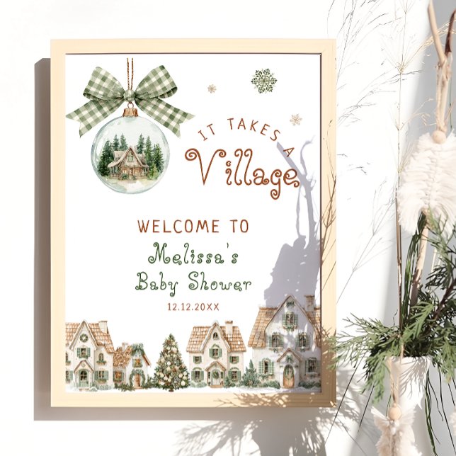 Affiche Il faut un Baby shower de Noël Village (Créateur téléchargé)