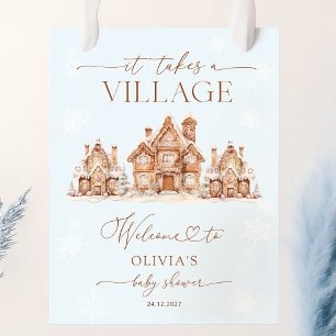 Affiche Il faut un Baby shower d'hiver village accueil