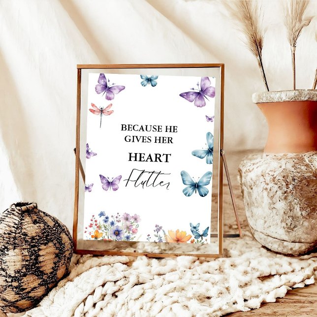 Affiche Il me donne des papillons Fleur sauvage Fête des m (Créateur téléchargé)