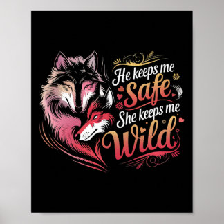 Affiche Il Me Garde En Sécurité Elle Me Garde Wolf Art Lov