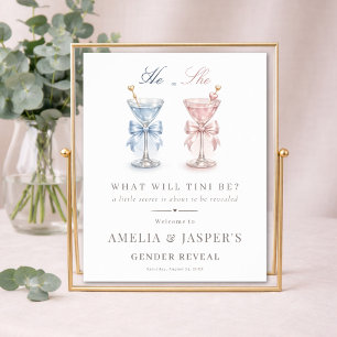Affiche Il ou Elle Ruban Rose et Bleu Révélation du Sexe d