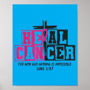 Affiche Il peut guérir le cancer Ruban rose Mois du cancer