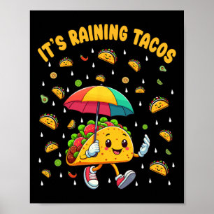 Affiche Il pleut Tacos Amoureux Taco Amoureux Enfants Fill