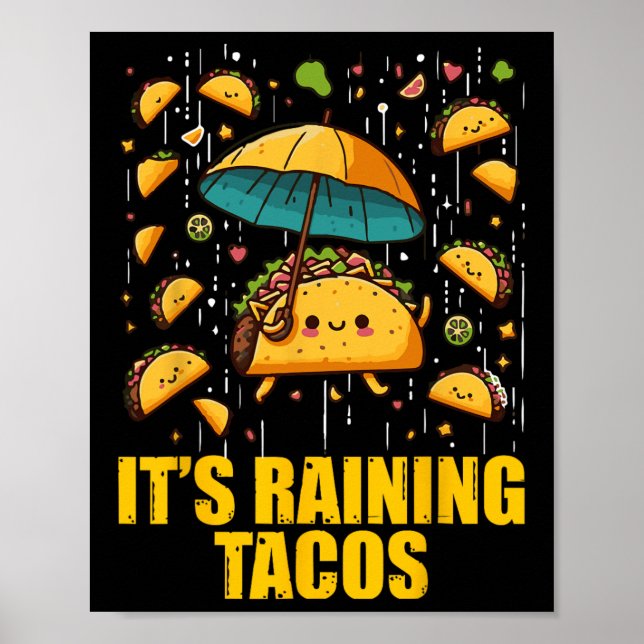 Affiche Il pleut Tacos Amoureux Taco Amoureux Enfants Fill (Devant)