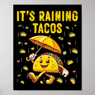 Affiche Il pleut Tacos Amoureux Taco Amoureux Enfants Fill