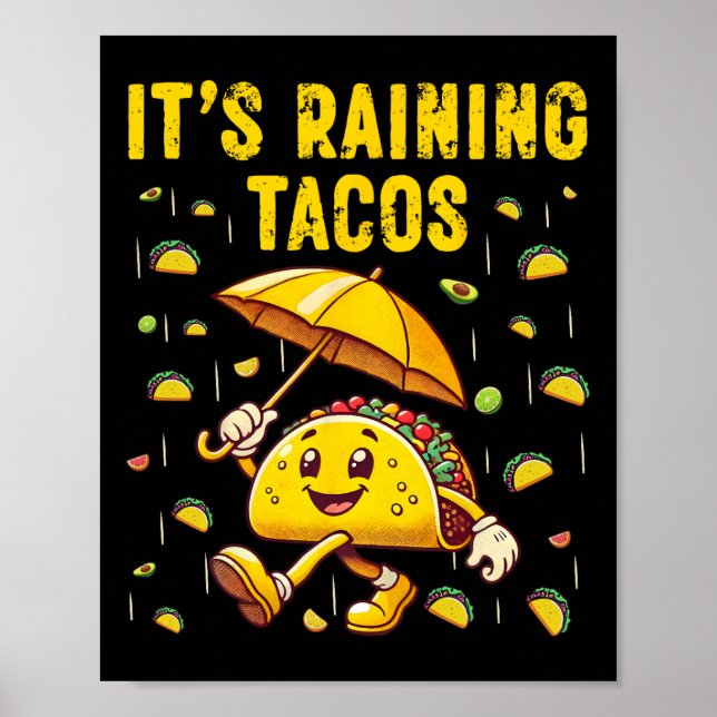 Affiche Il pleut Tacos Amoureux Taco Amoureux Enfants Fill (Devant)