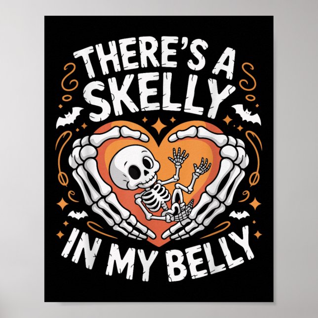 Affiche Il Skelton Dans Mon Ventre Skeleton Femmes Hallowe (Devant)