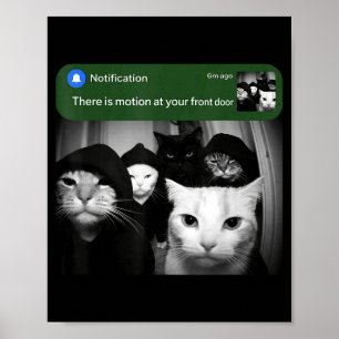 Affiche Il y a un mouvement à la porte d'entrée chat drôle