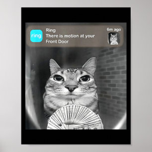 Affiche Il y a un mouvement à la porte d'entrée drôle chat