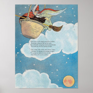 Affiche Il y avait une vieille femme jetée dans un panier,