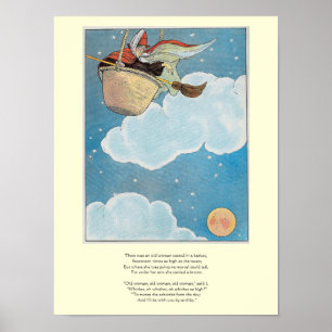 Affiche Il y avait une vieille femme jetée dans un panier,