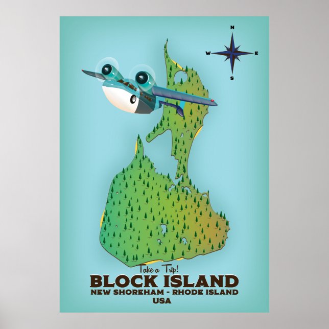 Affiche île block New Shoreha, Rhode Island (Devant)