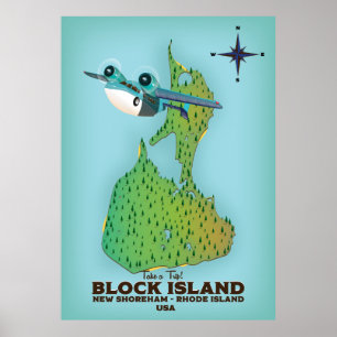 Affiche île block New Shoreha, Rhode Island