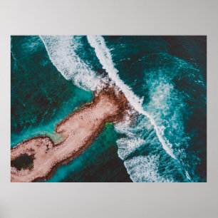 Affiche ÎLE Brown ENTOURÉE D'EAU DE MER EN JOURNÉE