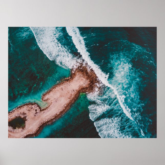 Affiche ÎLE Brown ENTOURÉE D'EAU DE MER EN JOURNÉE (Devant)