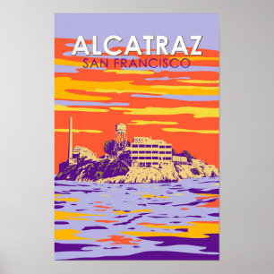 Affiche Île d'Alcatraz San Francisco Voyage Art Rétro