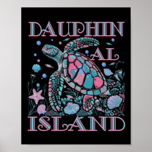 Affiche Île Dauphin Al Amoureux de Tortues Plage Colorée S
