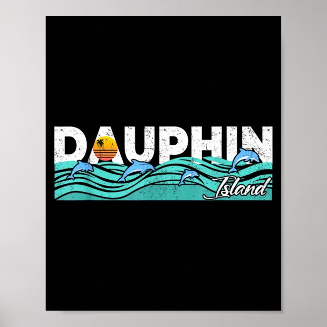 Affiche Île Dauphin Alabama Vacances d'Été Vintage (Devant)