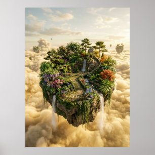 Affiche Île de jardin flottant Fantastique Art