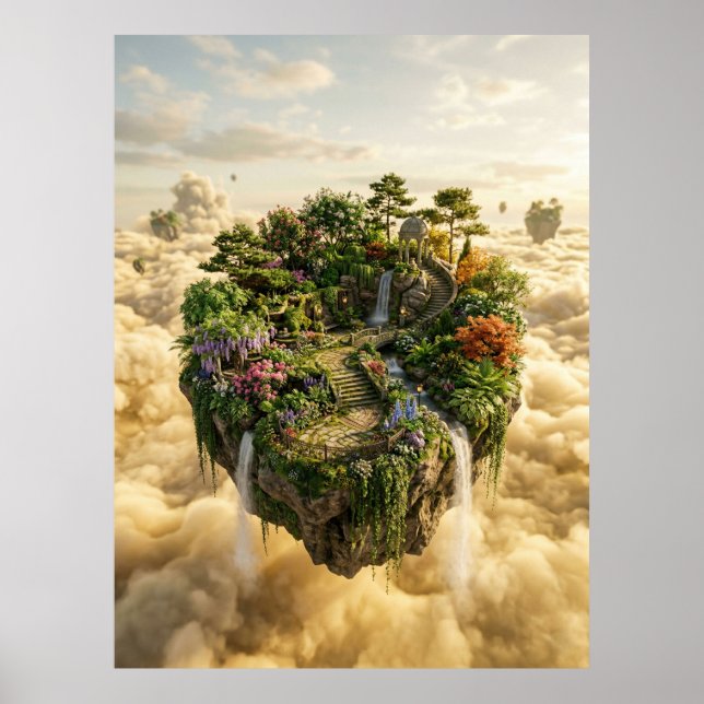 Affiche Île de jardin flottant Fantastique Art (Devant)