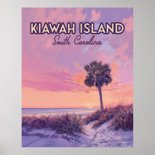 Affiche Île de Kiawah Caroline du Sud Palmier