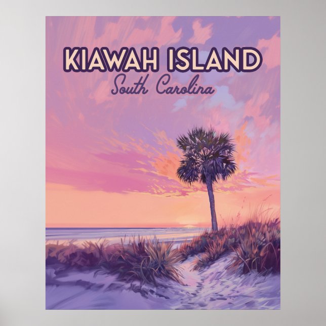 Affiche Île de Kiawah Caroline du Sud Palmier (Devant)