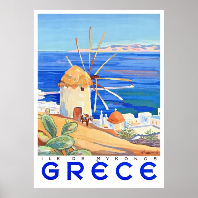 Affiche Île de Mykonos en Grèce 1949 (Devant)