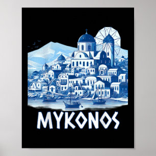 Affiche Ile de Mykonos Grèce Souvenir grec été Vacati