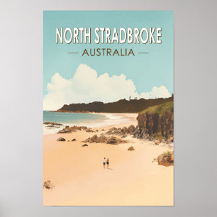 Affiche Île de North Stradbroke Australie Voyage Art Rétro