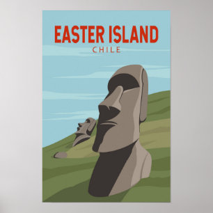Affiche Île de Pâques Chili Rétro Voyage Art Vintage