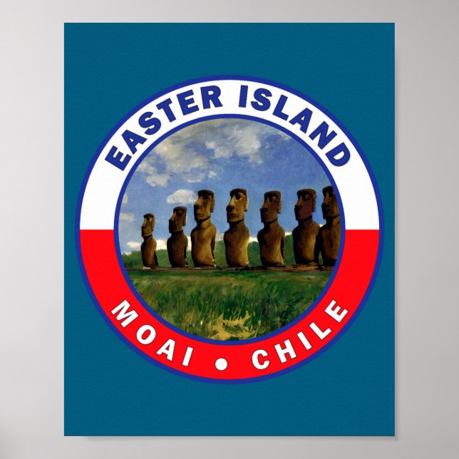 Affiche Île de Pâques chili t shirt aquarelle  (Devant)