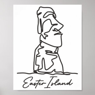 Affiche Île de Pâques Isla De Pascua Polynésie Chili Statu