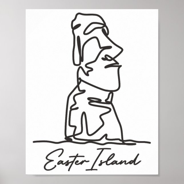 Affiche Île de Pâques Isla De Pascua Polynésie Chili Statu (Devant)