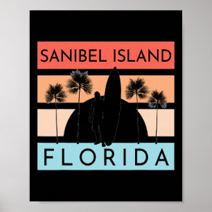 Affiche Île de Sanibel Floride Plage Surf Été Vacances
