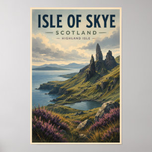 Affiche Île de Skye Écosse Paysage Voyage Art Rétro