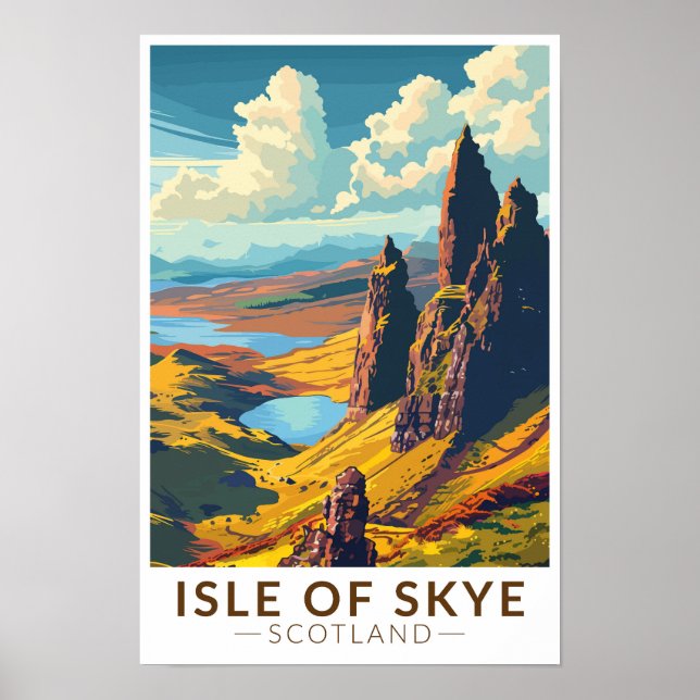 Affiche Île de Skye Écosse Voyage Art Vintage (Devant)