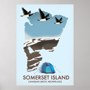 Affiche Île de Somerset, Canada Carte de style vintage