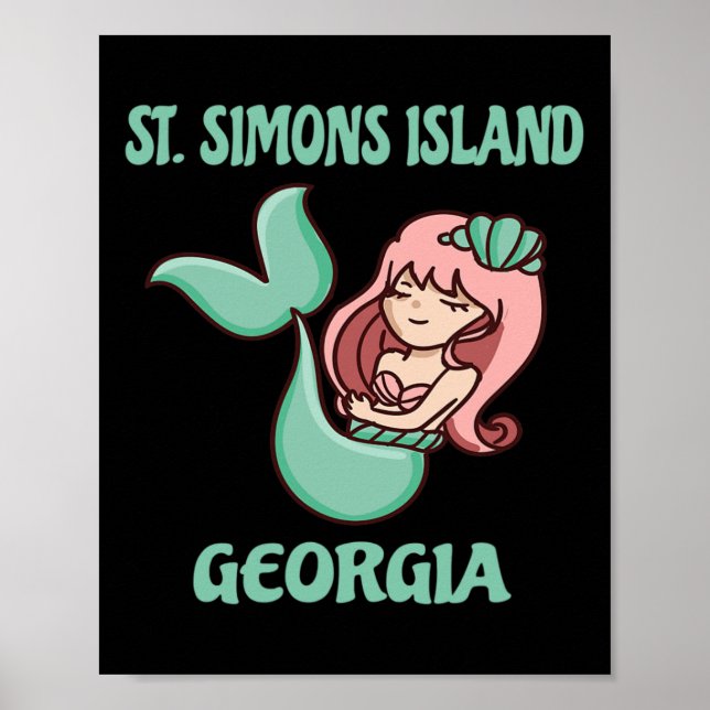 Affiche Île de St. Simons Thème de mermaid mignon  (Devant)