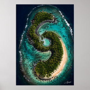 Affiche Île en forme de S avec un lagon de source chaude c