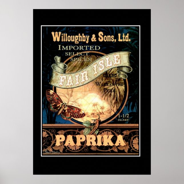 Affiche Île Fair Paprika imprimé rétro vintage (Devant)
