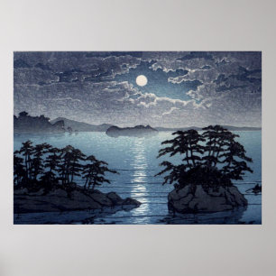 Affiche Île Futago  Clair de lune Matsushima Kawase Hasui