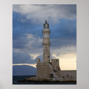 Affiche Île grecque de Crète et vieille ville de Chania 