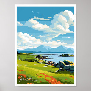 Affiche Ile Jura Ecosse Voyage illustration Vintage