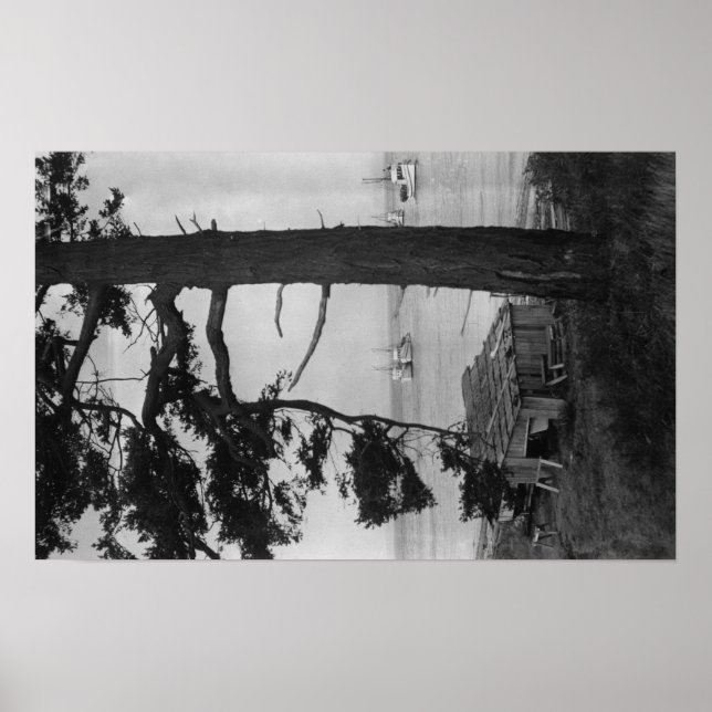 Affiche Île Lopez, WA - Bateaux De Pêche Dans La Baie (Devant)