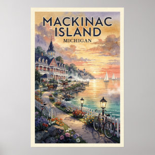 Affiche Île Mackinac Michigan Voyage Rétro