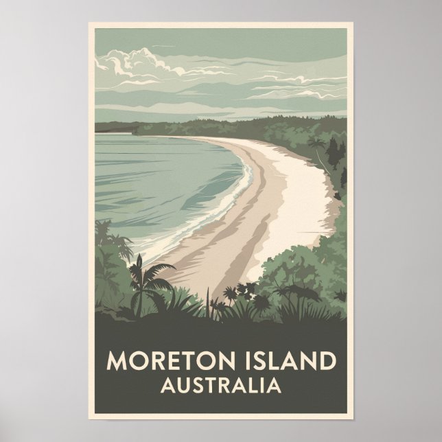 Affiche Île Moreton Australie Illustration Art de Voyage (Devant)