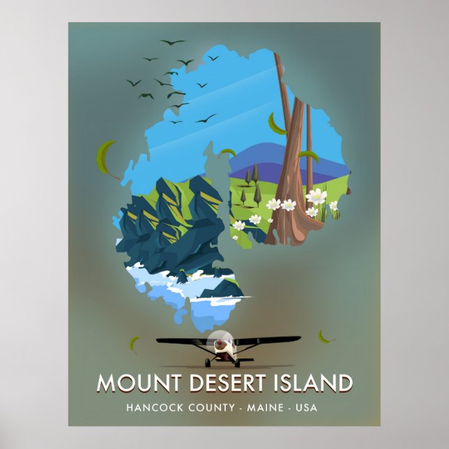 Affiche Île Mount Desert, comté de Hancock, Maine, États-U (Devant)