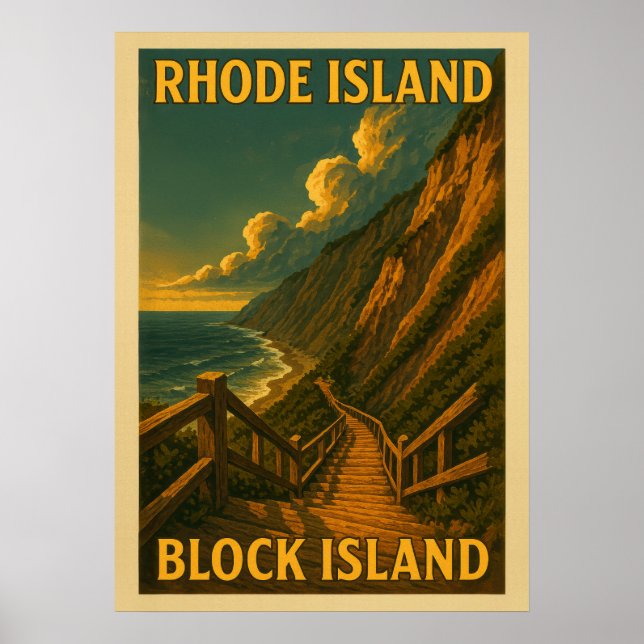 Affiche Île Rhode Island Block Island V01 (Devant)